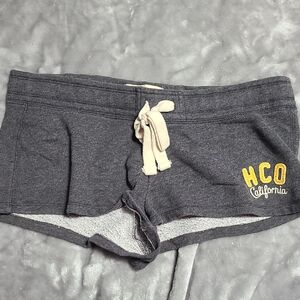 Hollister Women's Charcoal Shorts with Yellow Accents